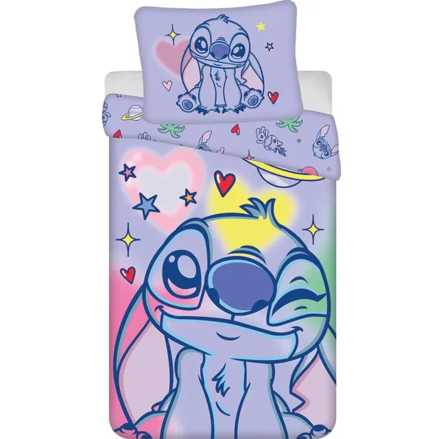 Disney Lilo & Stitch Dekbedovertrek Stars - 140 x 200 cm / 70 x 90 cm - Katoen Lila