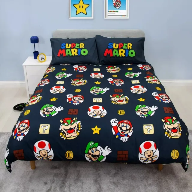 Nintendo Super Mario Bros - Dekbedovertrek - Tweepersoons - 200 x 200 cm. - Dubbelzijdig - Dekbed multi colour