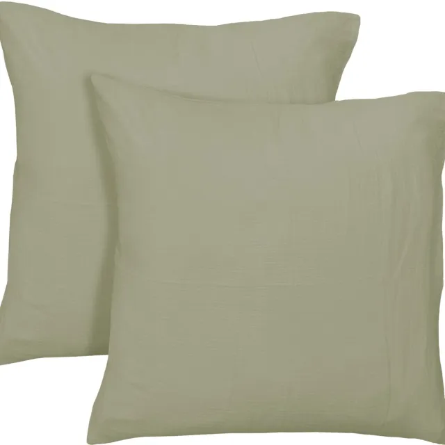 Matt & Rose Set Kussenslopen - Celadon Groen - (2x) 65 x 65 cm - Mousseline Katoen