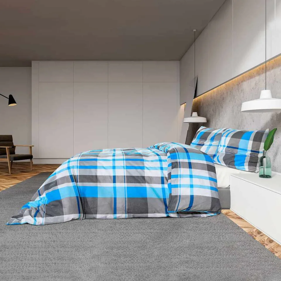 vidaXL Dekbedovertrekset 200x200 cm katoen blauw en grijs, foto 4