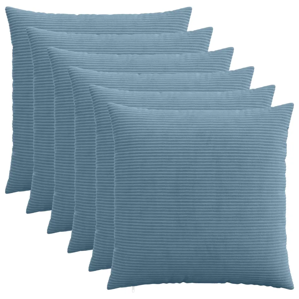 vidaXL Kussensloop 6 st HEERLEN Blauw 70 x 70 cm corduroy, foto 3