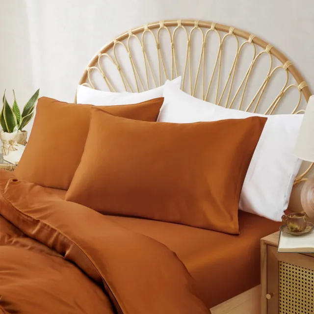 Bamboebaas premium bamboe kussenslopen - Almond orange - 60x70 cm - 2 stuks - 100% biologisch bamboe - Antibacterieel - Hypoallergeen - Zijdezacht - Thermoregulerend Oranjebruin
