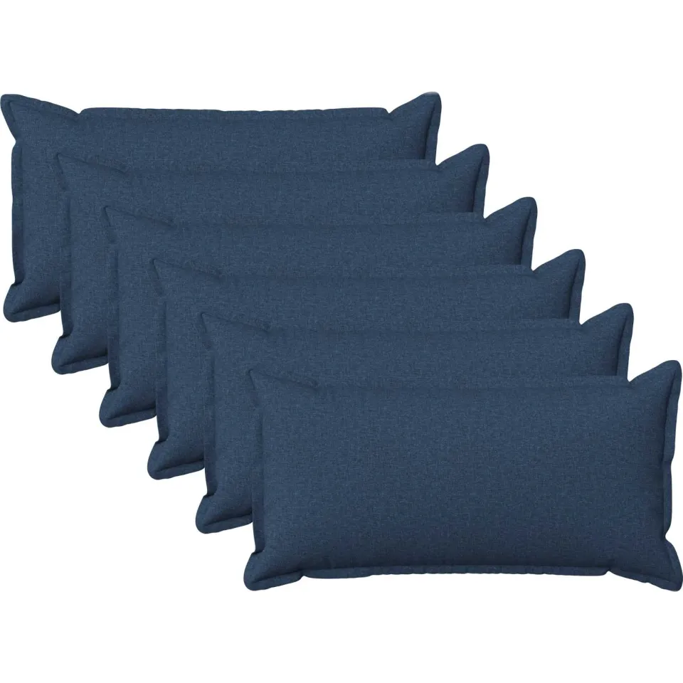 vidaXL Kussensloop 6 st HOUTEN Blauw 40 x 80 cm Faux Linnen, foto 3
