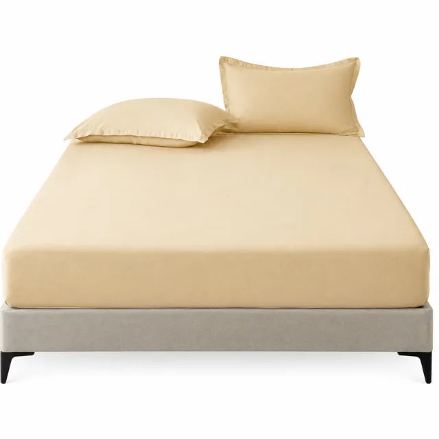 SWGOTA Beige hoeslaken 150 x 200 cm - Polyester, effen en eenvoudig