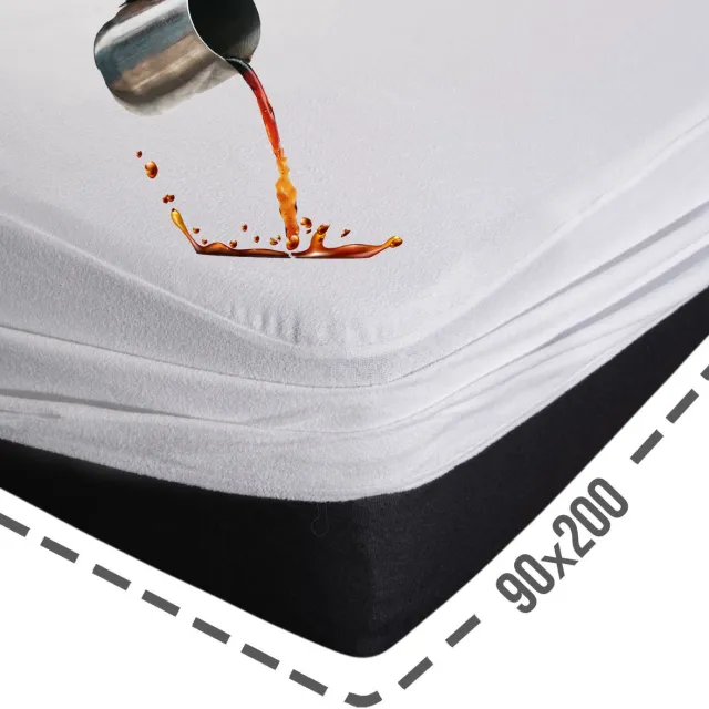 Blanche & Nuit Matrasbeschermer 90x200 - Waterdichte Hoeslaken - Hoeslakenbadstof - Rondom Elastiek - Ademend & Antibacteriëel - Zacht & Geluidsloos - Incontinentie Matrasbeschermer - Wit - Machine Wasbaar