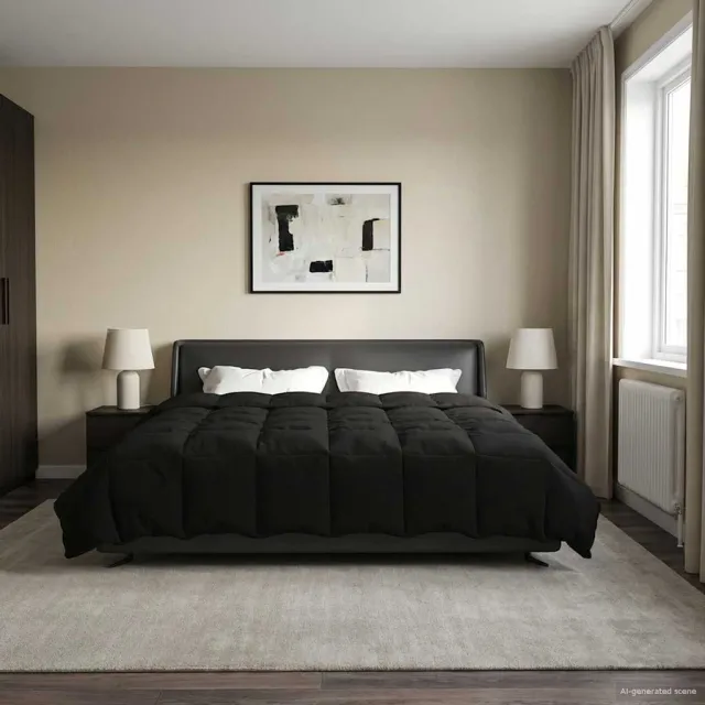 vidaXL Zomer Dekbed 200 x 200 cm Zomer Microfiber (100% polyester) Zwart