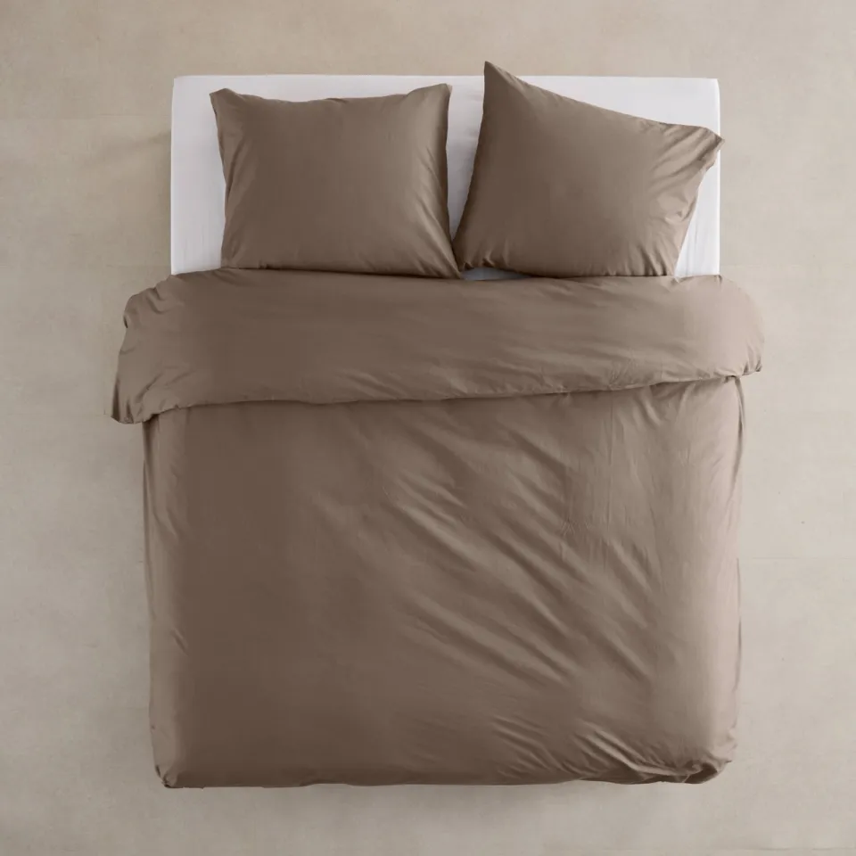 NOUS Living katoenen 2-persoons dekbedovertrek 200x220 cm - taupe