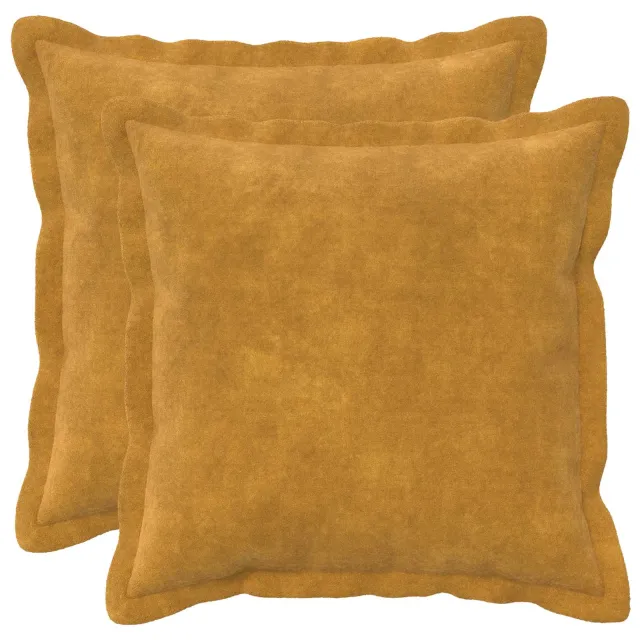 vidaXL Kussensloop 2 st HOUTEN Geel 50 x 50 cm Microfiber Fleece