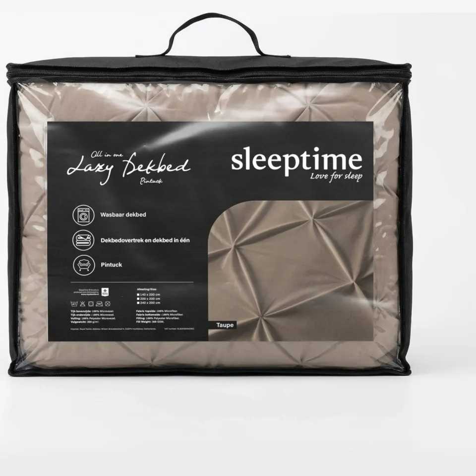 Sleeptime dekbed zonder overtrek Lazy wasbaar taupe, foto 3