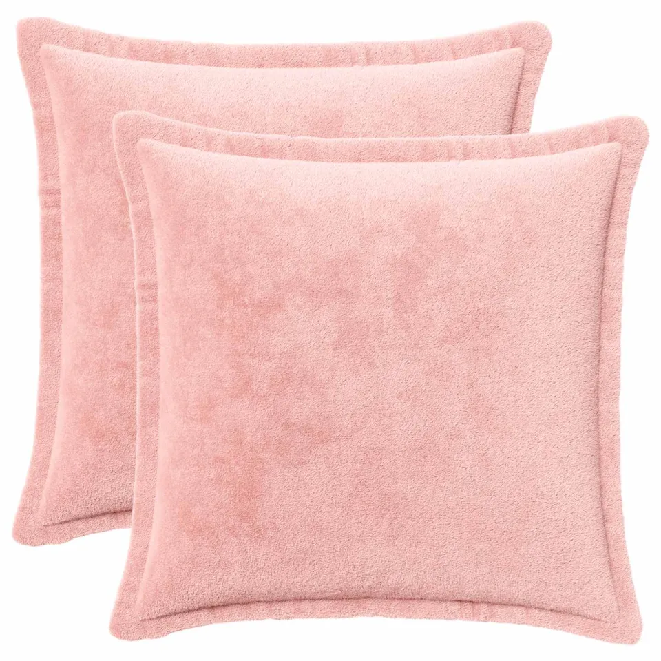 vidaXL Kussensloop 2 st HOUTEN Roze 30 x 30 cm Flanel, foto 3