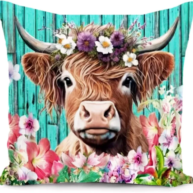 Unyqoos Decoratieve kussensloop voor buiten van 40x40 cm met hoogland koeienprint groen