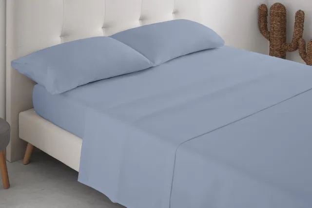 Unyqoos Grijs-blauwe beddengoedset met hoeslaken en kussenslopen van microvezel
