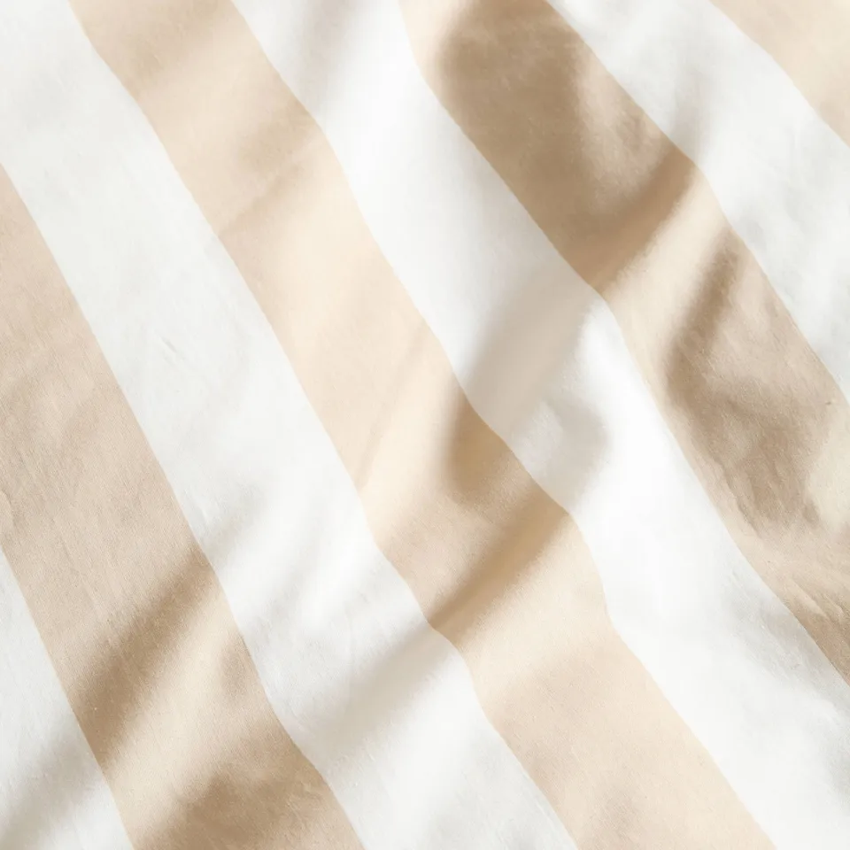 NOUS Living katoenen gestreepte 2-persoons dekbedovertrek 200x220 cm - zand/offwhite, foto 7