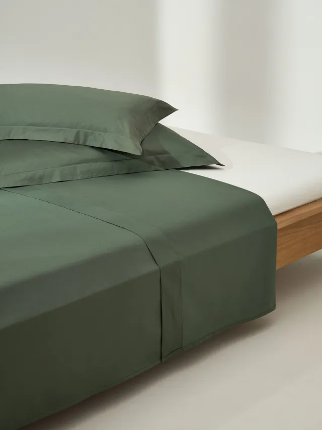 Westwing Collection Katoensatijnen laken Premium Groen