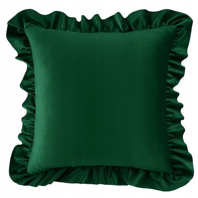 Fitizzio Decoratieve kussensloop met volant 40x40 cm, groen velours
