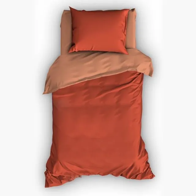 Satin D Or Satin d'Or Reverso Dekbedovertrek - Eenpersoons - 140x200/220 cm - Terra/Coral