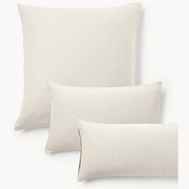 Westwing Collection Flanellen kussenhoes Wanda met visgraatpatroon Beige