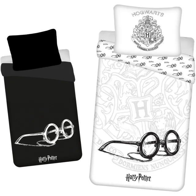 Harry Potter Dekbedovertrek Glasses glow in the dark - 140 x 200 cm - 70 x 90 cm Wit