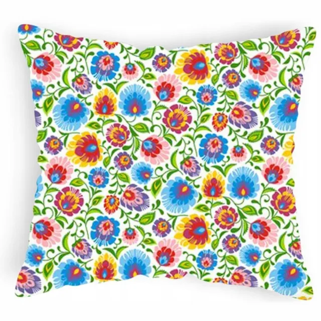 Designpremium Folkloristische kussenhoes 70x80 cm met kleurrijke bloemen meerkleurig