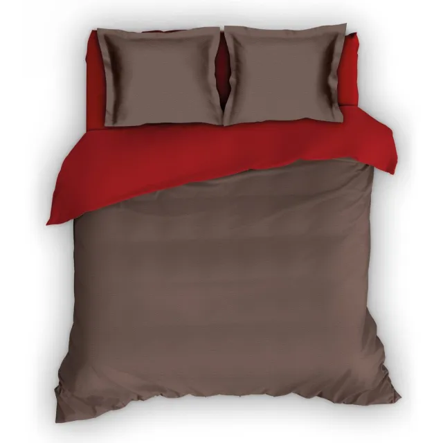 Romanette Flanellen Dekbedovertrek Comtesse Bruin/Rood-240 x 200/220 cm