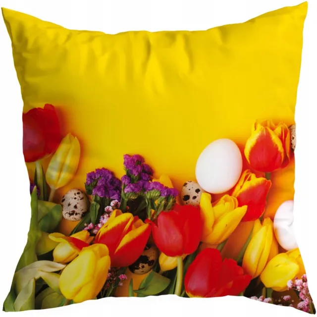 HomeView Decoratieve Kussensloop 45x45cm - Lente Bloemen Tulpen - HomeView Multicolor