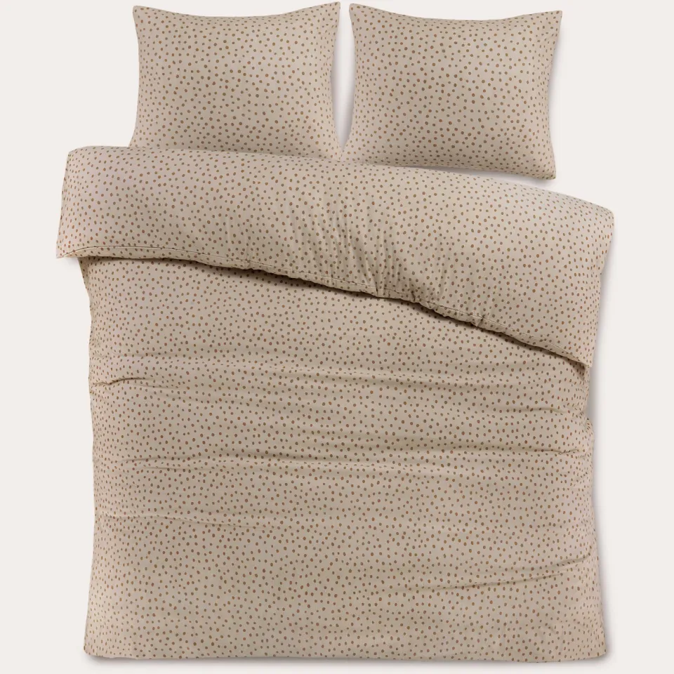 NOUS Living flanellen 2-persoons dekbedovertrek met stippen 200x220 cm - beige, foto 4
