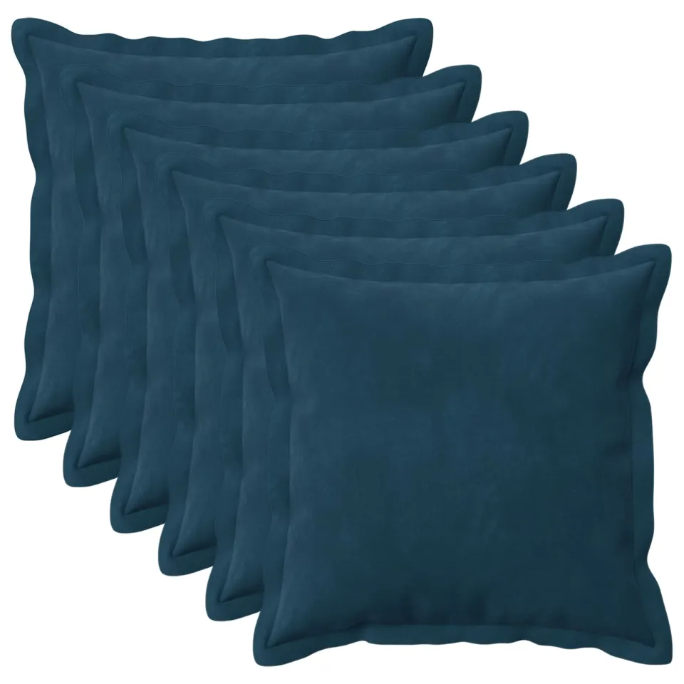 vidaXL Kussensloop 6 st HOUTEN Blauw 40 x 40 cm Fluweel, foto 3