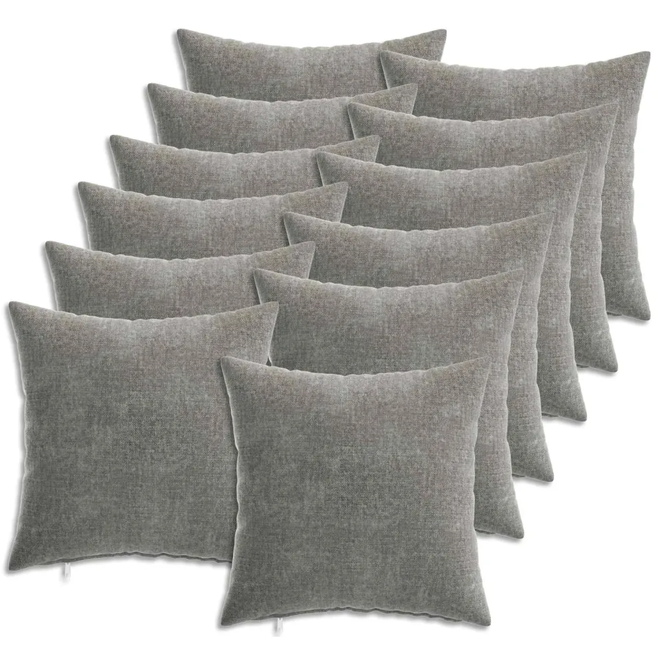 vidaXL Kussensloop 12 st HEERLEN Donkergrijs 40 x 40 cm Chenille Stof
