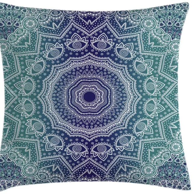 ABAKUHAUS Mandala-kussenhoes – Ombre Tribe – 45x45 cm – Teal/Lila, Rits