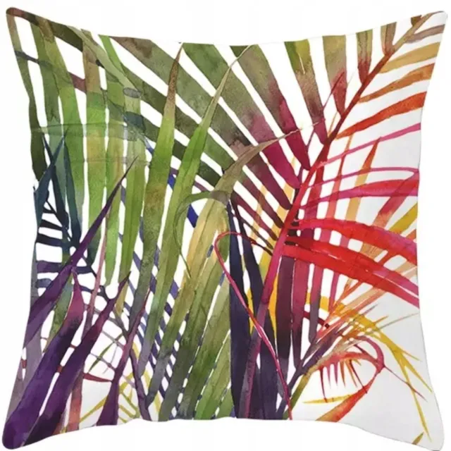 Fashion home Decoratieve kussensloop 45x45 cm met palmbladmotief Multicolor