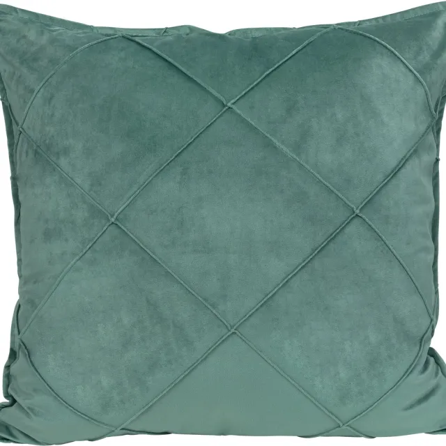 QUVIO Kussensloop geruit - Kussensloop - Kussenhoes - Kussenhoesje - Sierkussen - Kussenbeschermer - Omtrek kussen - Fluweel - 50 x 50 cm - Eucalyptus groen