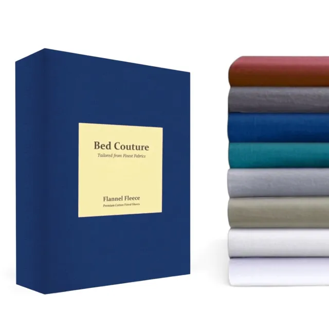 Bed Couture Flanel Fleece Hoeslaken - 100% Katoen Extra zacht en Warm - Lits-jumeaux - 180x200+30 Cm - Navy