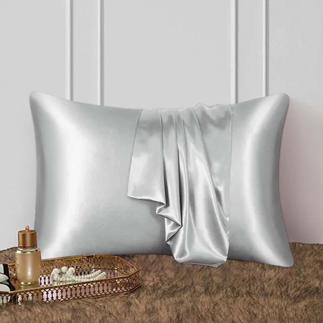 Ulisem Zijden Kussensloop Queen Size - Set Van 2 - Verborgen Rits - Mulberry Zijde - Licht Luxe Stijl - Anti-Rimpel - Drukverlagend - Ademend - Champagne Grijs - 3-in-1