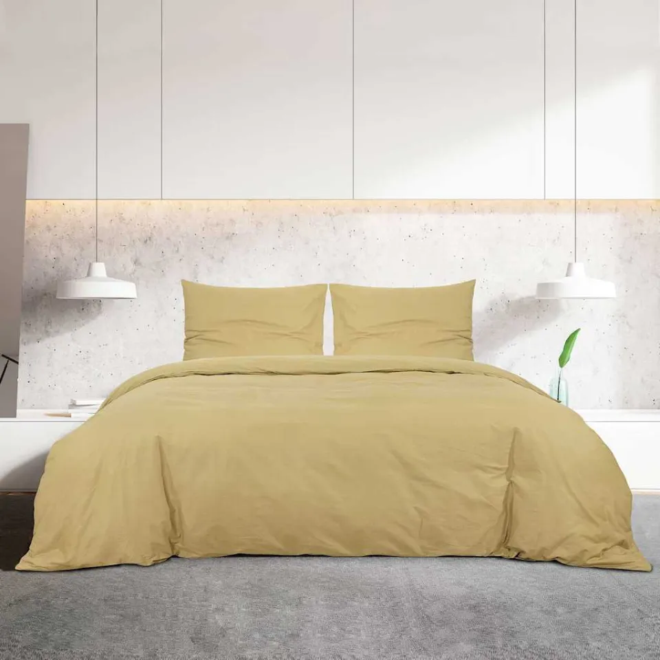 vidaXL Dekbedovertrekset lichtgewicht 140x200 cm microvezel taupe, foto 3