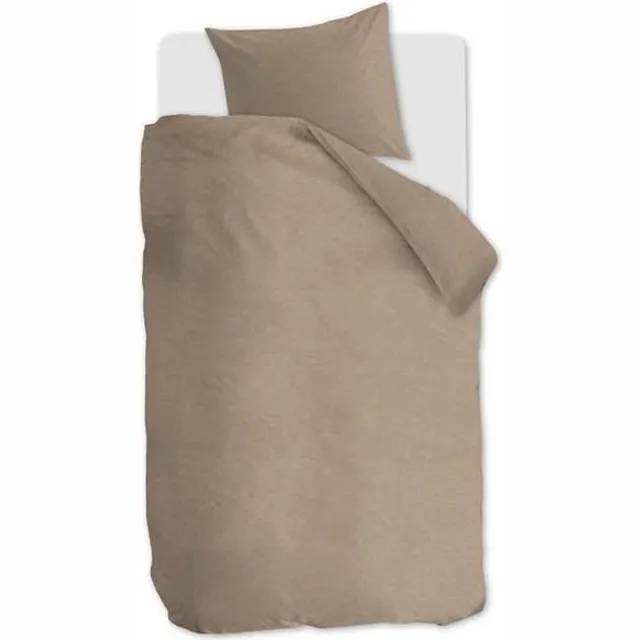 vtwonen Flanel Dekbedovertrek - Eenpersoons - 140x200/220 cm - Sand