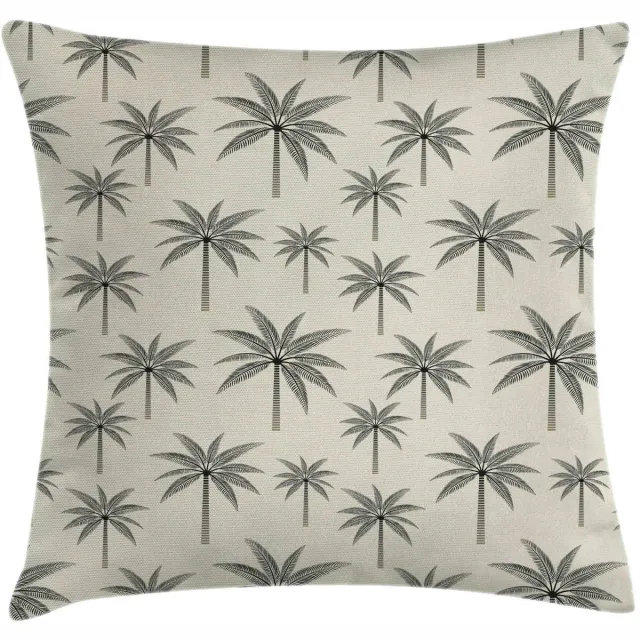 ABAKUHAUS Palmenkussenhoes – Vintage Tropisch – 40x40 cm – Dubbelzijdig Licht kaki en donkergrijs