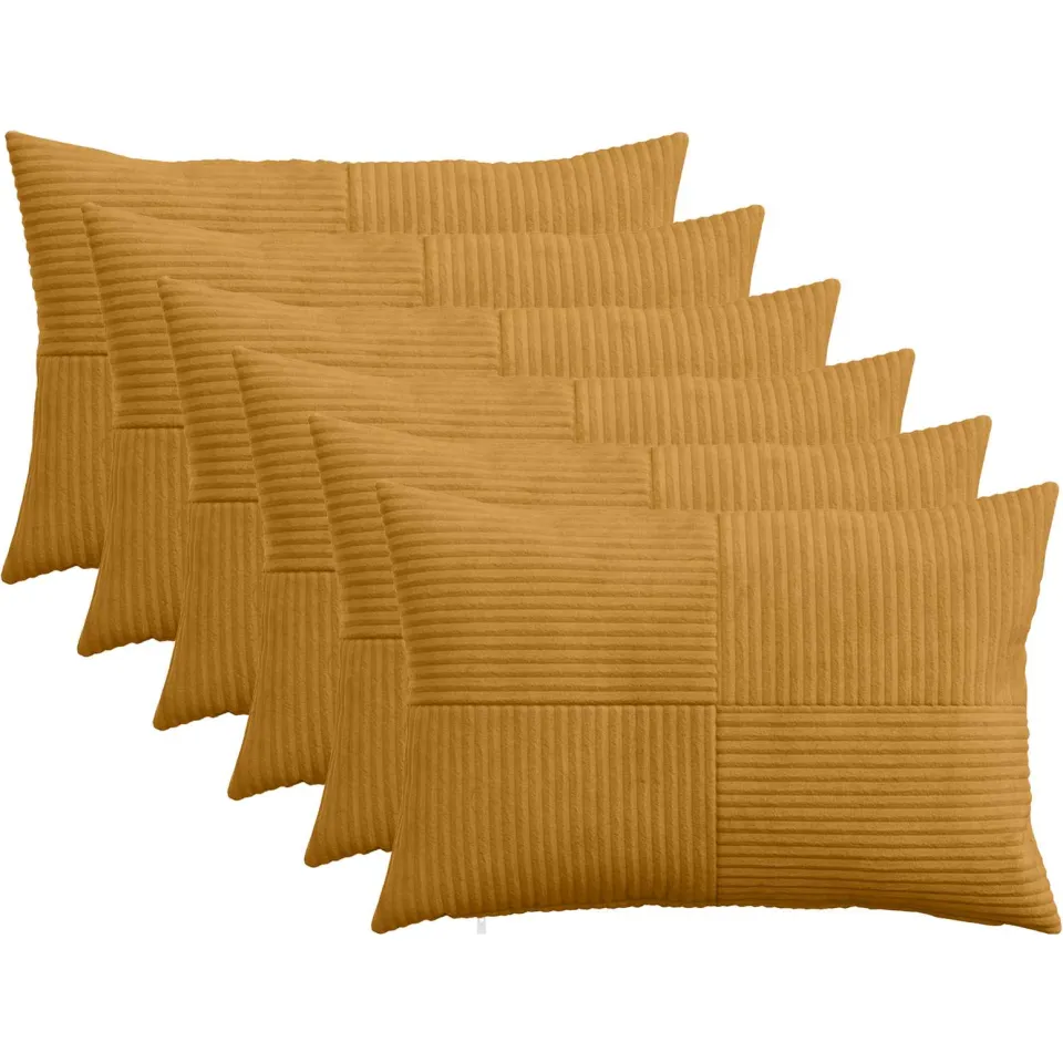 vidaXL Kussensloop 6 st ALMELO Geel 50 x 70 cm corduroy, foto 3
