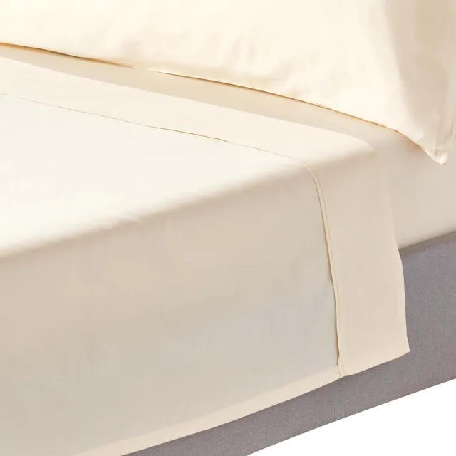 Homescapes Biologisch Laken – Crème – 100% Egyptisch Katoen Satijn – Draaddichtheid 400