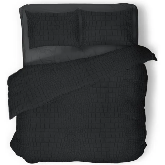 Eleganzzz Dekbedovertrek Micro Mink Crocodile - Dekbedovertrek 240x200/220cm - Black - Velvet Dekbedovertrek - Dierenprint Dekbedovertrek - Effen Dekbedovertrek Crocodile Black