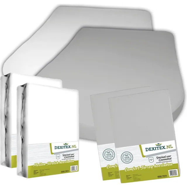 dexitex 2 x jersey hoeslaken Licht grijs & 2 x molton pakket Queensbed/Eilandbed 2 x molton/ 2 x hoeslaken lichtgrijs