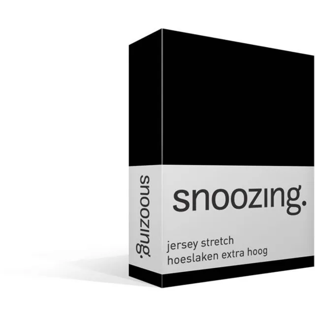 Snoozing Jersey Stretch - Hoeslaken - Extra Hoog - Eenpersoons - 70/80x200/220 cm - Zwart