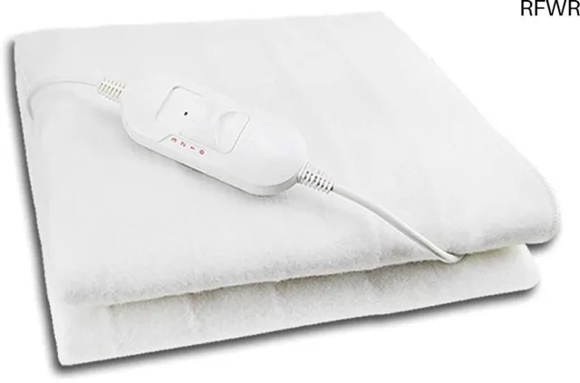 RFWR Verwarmde wasbare deken voor luxe tweepersoonsbed met afstandsbediening Wit