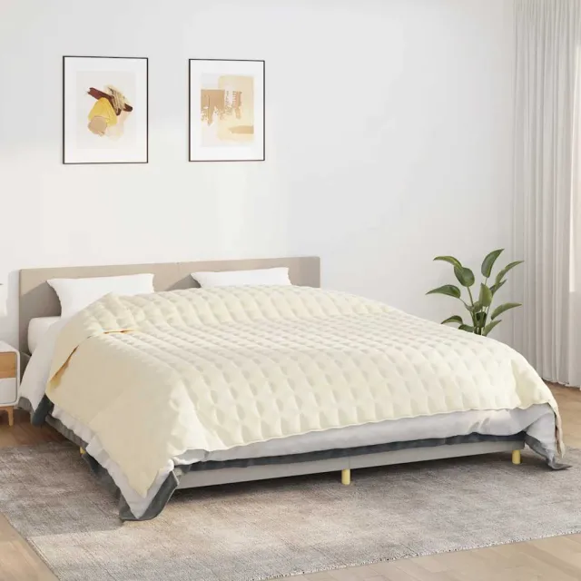 vidaXL Verzwaringsdeken 220x260 cm 15 kg stof lichtcrèmekleurig crème, foto 2