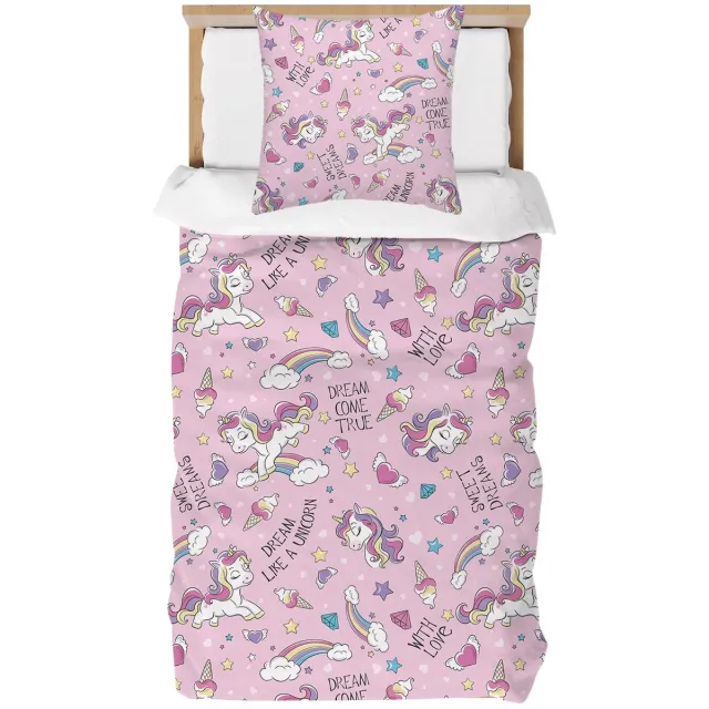 Unyqoos Beddengoed voor Kinderen met Magisch Eenhoornontwerp en Zachte Microvezel, Perfect Cadeau voor Meisjes kleur e