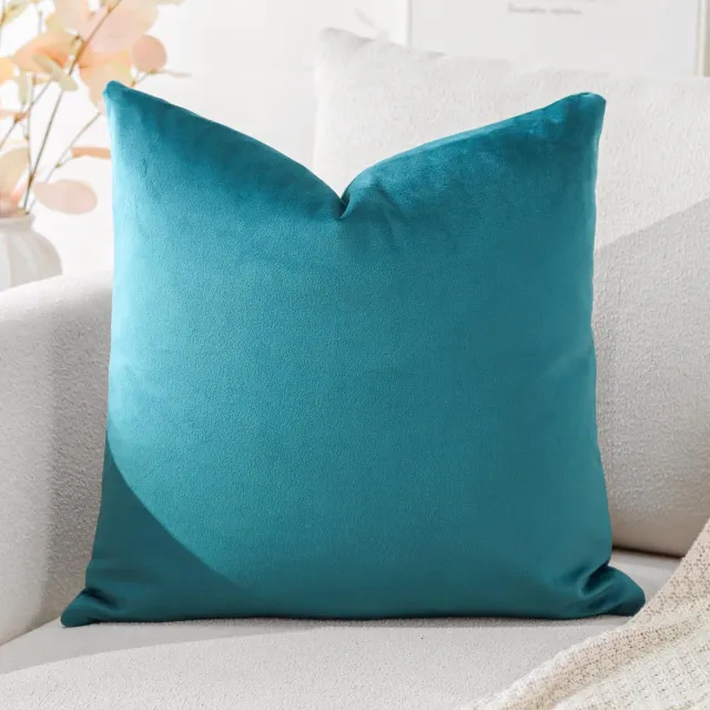 Ibenzoa Fluwelen kussensloop voor decoratief sierkussen in blauwgroen voor bank of slaapkamer 45 x 45 cm