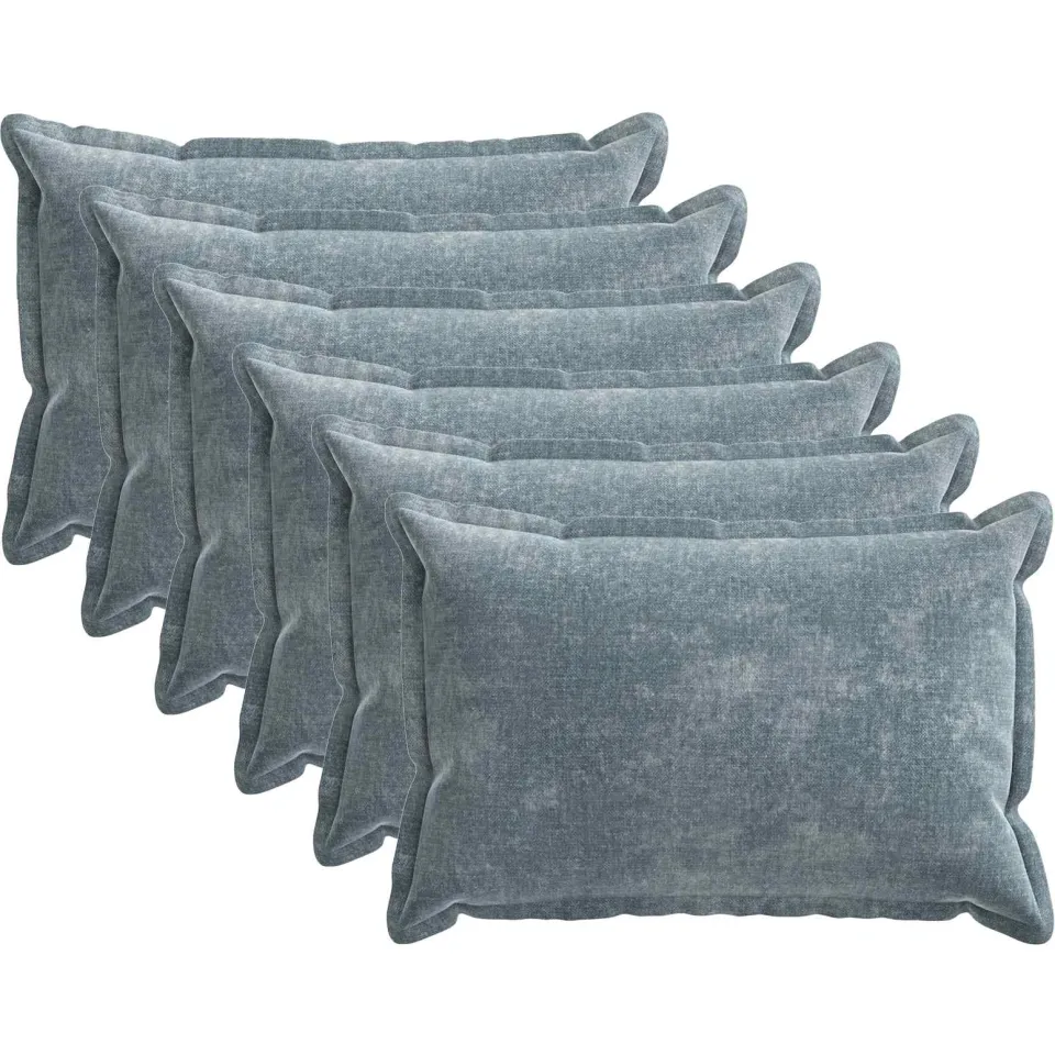 vidaXL Kussensloop 6 st HOUTEN Lichtblauw 40 x 60 cm Chenille Stof blauw, foto 3