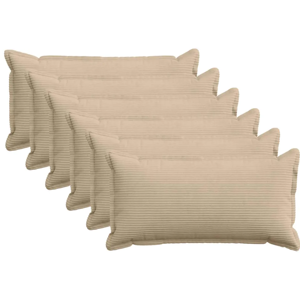 vidaXL Kussensloop 6 st HOUTEN Taupe 40 x 80 cm corduroy, foto 3