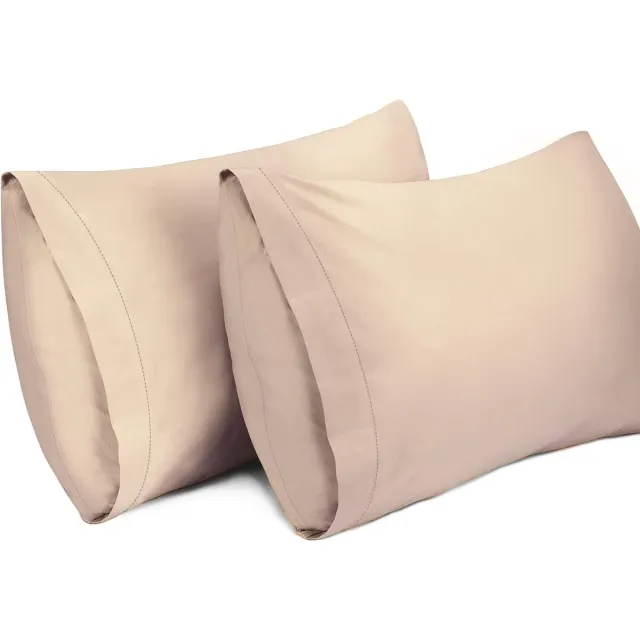 Famanu 2-Pak Cushion Covers, 100% Katoen Ademende Kussensloop, 40 x 70 cm, Lichte Koffie Transparant