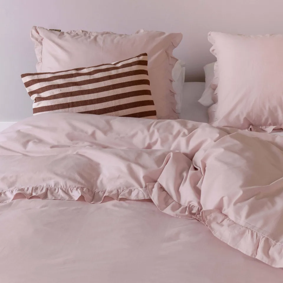 Dindi Home katoenen dekbedovertrek 2-persoons roze met ruffles (200x220 cm), foto 4