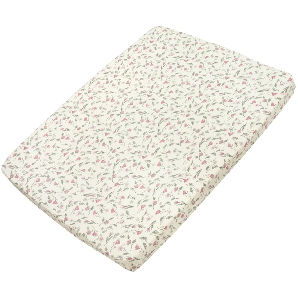 Meyco rechthoekige katoenen gebloemde boxhoeslaken 95x75 cm - meerkleurig Multi